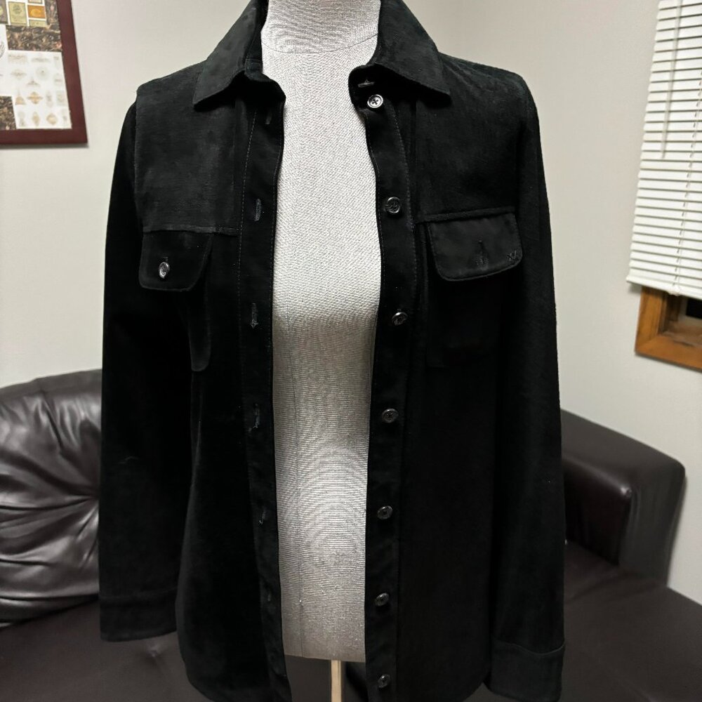 100% suede button down